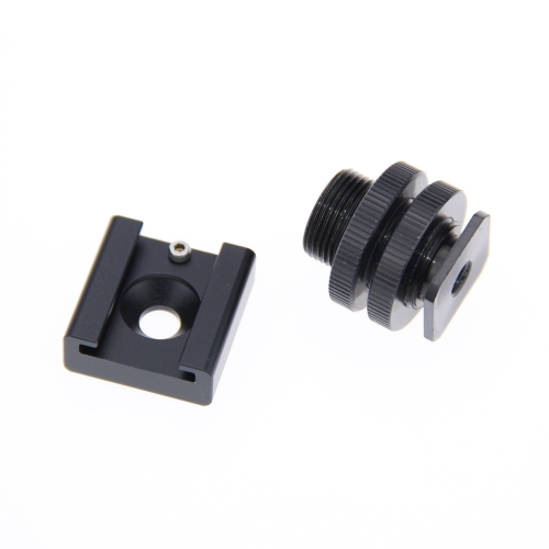 CAMVATE 1/4" Hot Cold Shoe + 5/8"-27 Thread to Flash Hot Shoe Mount Adapter for Microphone