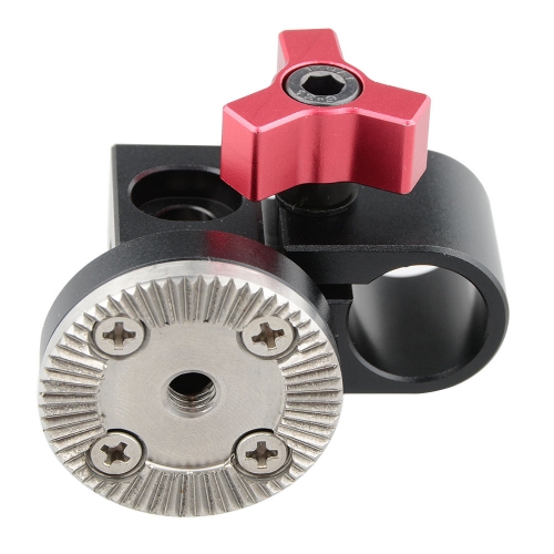 CAMVATE 15mm Single Rod Clamp with ARRI Rosette Mount for Handle Shoulder Rig (Red Thumbscrew)