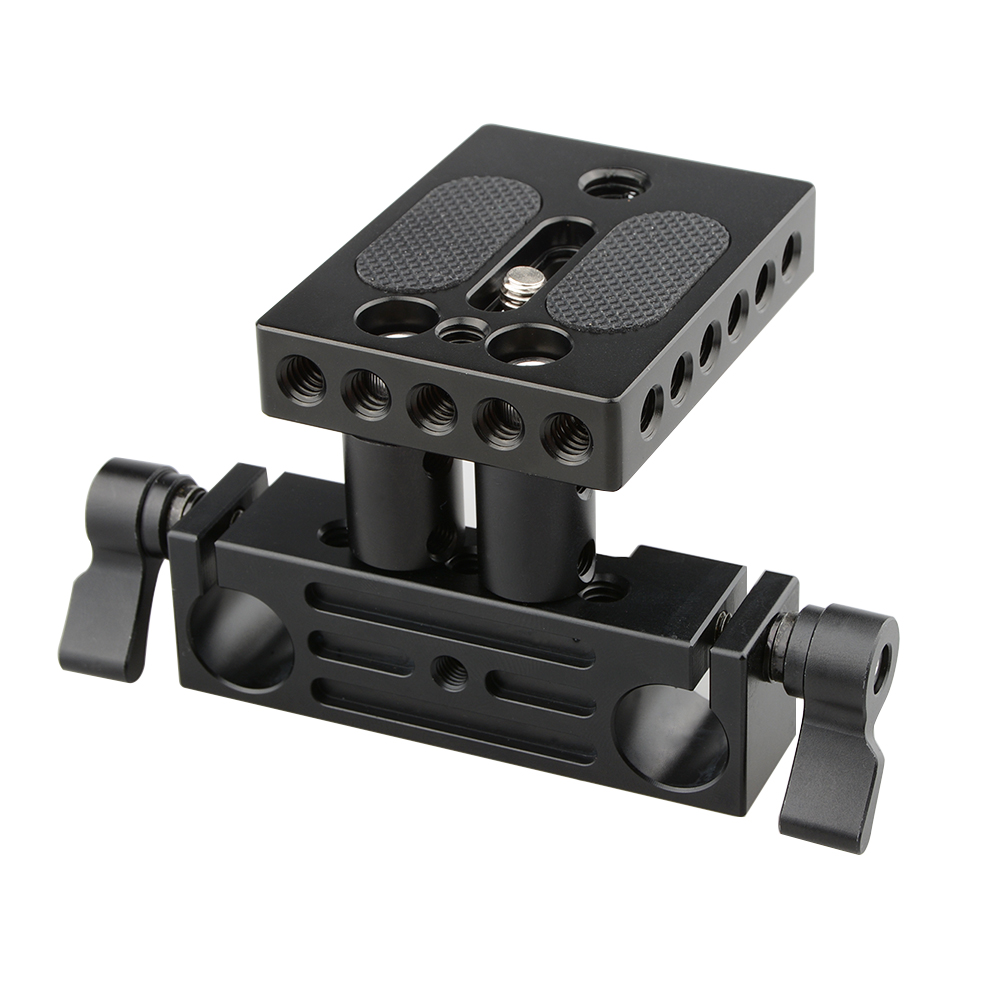 CAMVATE Quick Release Plate with 15mm Rail Riser Support System for Arca Swiss Standard Height Adjustable 
