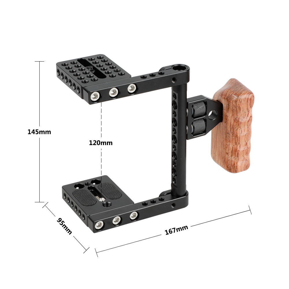 CAMVATE Camera Cage Wooden Handle with Quick Release Plate for 60D,70D,80D,5D MarkII,5D MarkIII Left Handle 