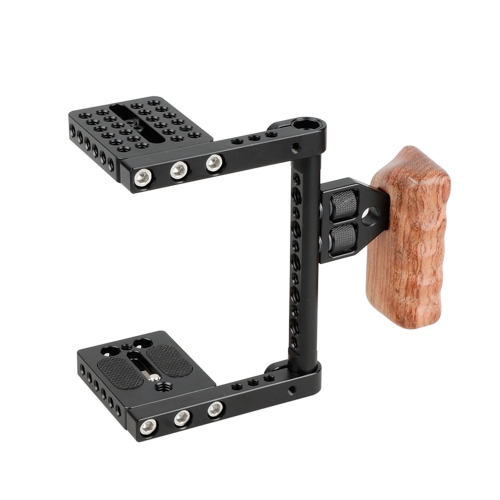 CAMVATE DSLR Video Camera Cage Stabilizer Rig with Wooden Handle for Canon Nikon Sony