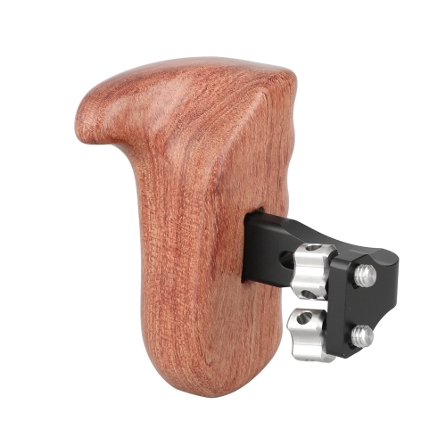 CAMVATE Wooden Handgrip With Invertible 1/4" Thumbscrew Connection For DSLR Camera Cage Rig (Left Side)