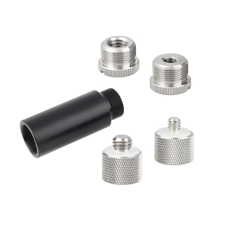 CAMVATE 2" Aluminum Micro Rod With 5/8"-27 Female To 5/8"-27 Male Thread + Assorted Thread Screw Adapters For Microphone Mount