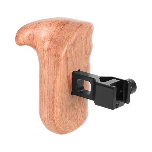CAMVATE Large-size Wooden Handgrip (Left Side) With Quick Release NATO Clamp Handle Seat For DSLR Camera Cage Rig