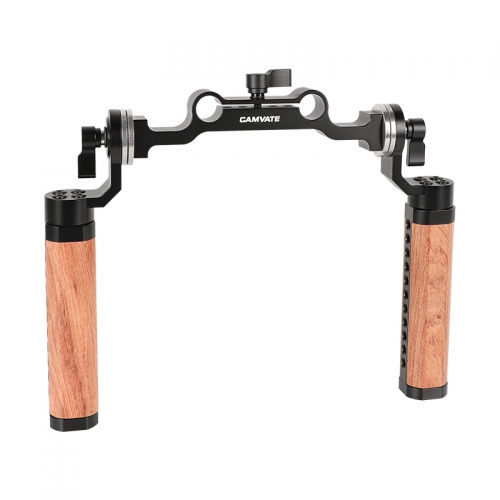 CAMVATE ARRI Rosette Wooden Handgrips & 15mm Rod Clamp For DSLR Handheld Shoulder Rig