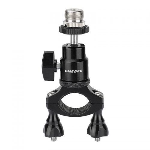 CAMVATE Rod Clamp Mount Holder (18mm -32mm) With Adjustable Ball Head & 5/8"-27 Male Thread Screw For Microphone Stand