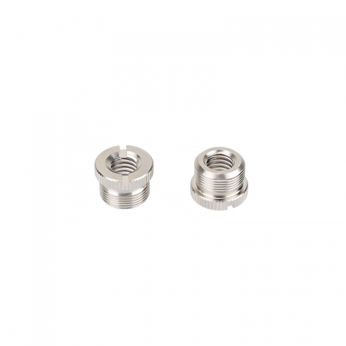 CAMVATE 5/8"-27 Male to 3/8"-16 Female Microphone Screw Adapter Silver Color Nickel Brass Made (2 Pieces)