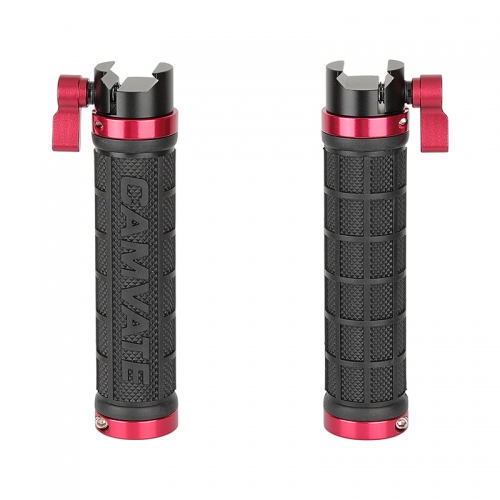 CAMVATE Rubber-covered Handle Grip Stabilizer With NATO Clamp Connector & Red Screw Knob For Camera Cage Rig / Smartphone Stand (A Pair)