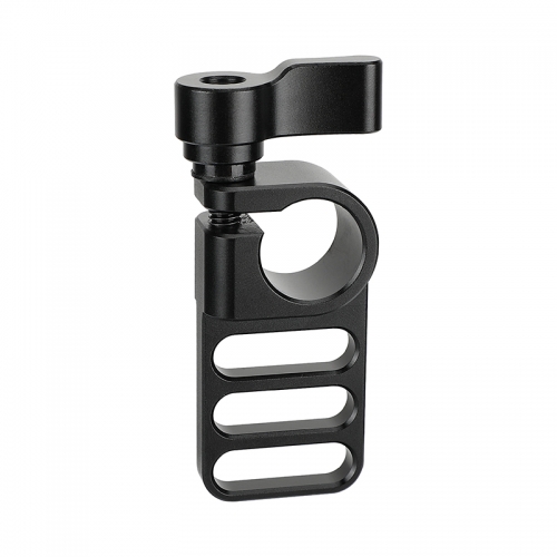 CAMVATE Handy 15mm Single Rod Clamp Adapter Railblock With 1/4"-20 Mounting Grooves (Black Thumbscrew Knob)