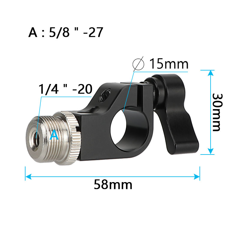 CAMVATE 15mm Single Rod Clamp Articulating with 1/4-20 Screw 