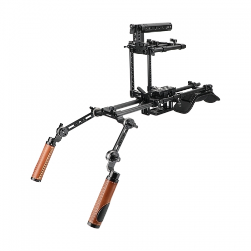 CAMVATE Professional Shoulder Mount Rig Full-equipped With Adjustable Half Cage Manfrotto Quick Release Plate And ARRI Rosette Handgrips