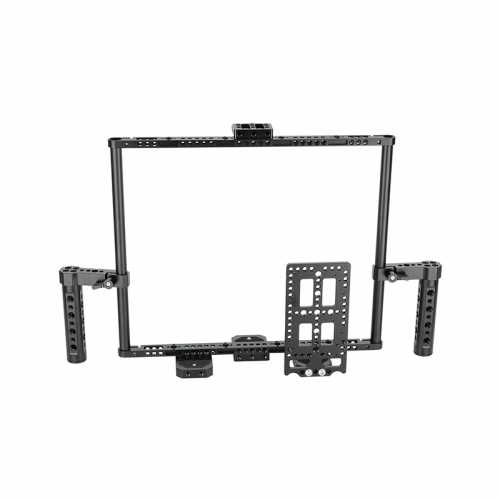 CAMVATE Adjustable Camera 10" Monitor Cage Rig With Dual Cheese Handle & Cheese-Type Plate