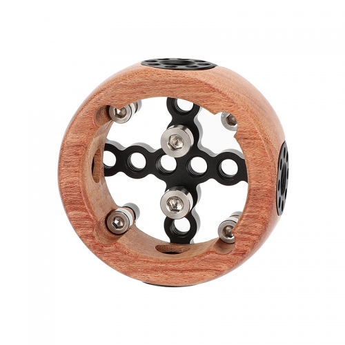 CAMVATE Wooden Handgrip with 3/8"-16 ARRI-Style Accessory Thread and 1/4"-20 Screw Mount (Round)