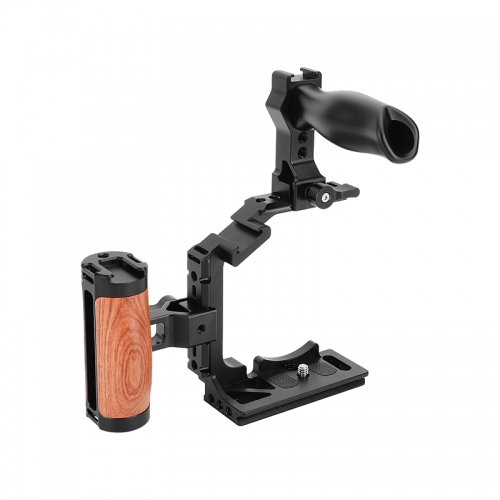 CAMVATE Half Camera Cage with QR Wooden Handgrip and Top Handle for Sony Alpha 7IV A7M4